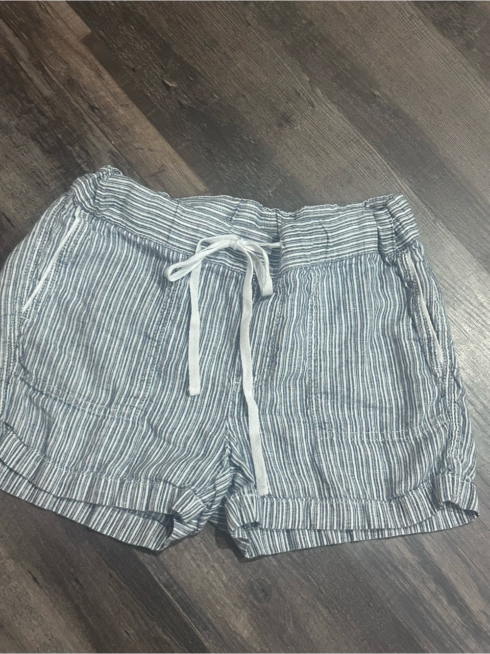 50%offw❤️Caslon 100% Linen Shorts Womens XS Striped Elastic Waist